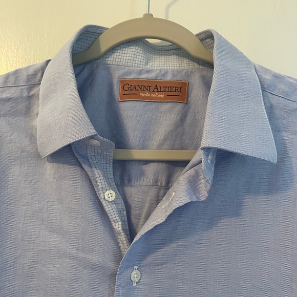 Gianni Altieri moda italiano mens, size lg, light blue w/ checker trim - Picture 2 of 5